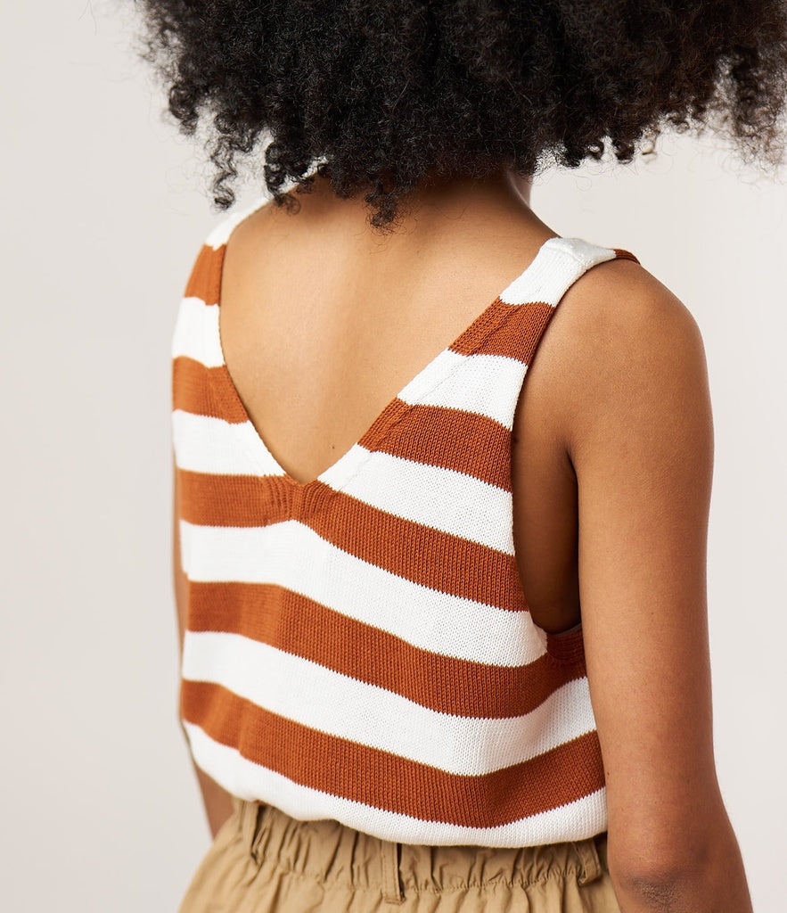 MERZB WKTOP01 Knitted Top Organic Cotton Relax Fit White/caramel