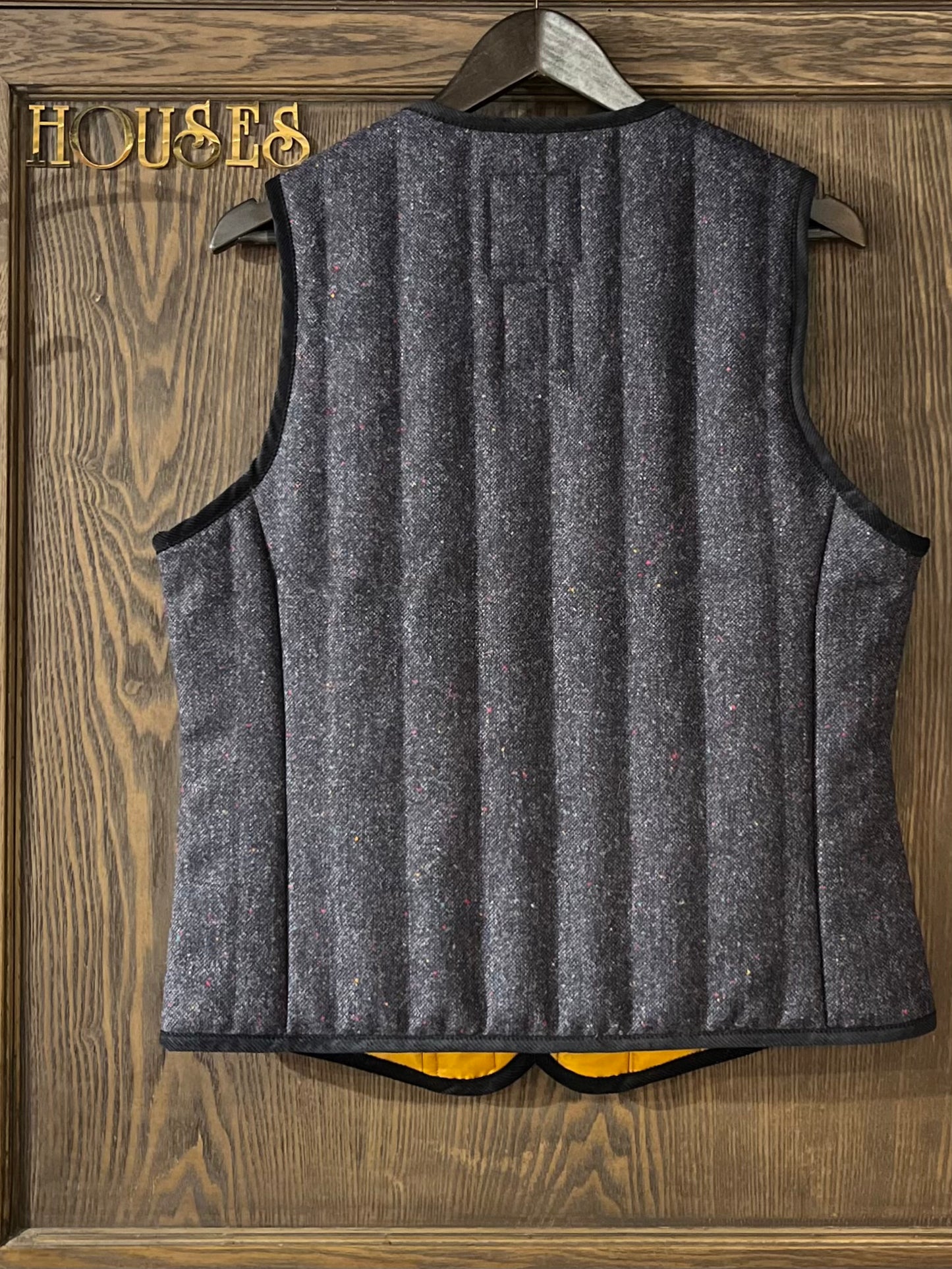 LAVENHAM x HOUSES BRAMFIELD Stock Wool Quilted Gilet Speckle Navy