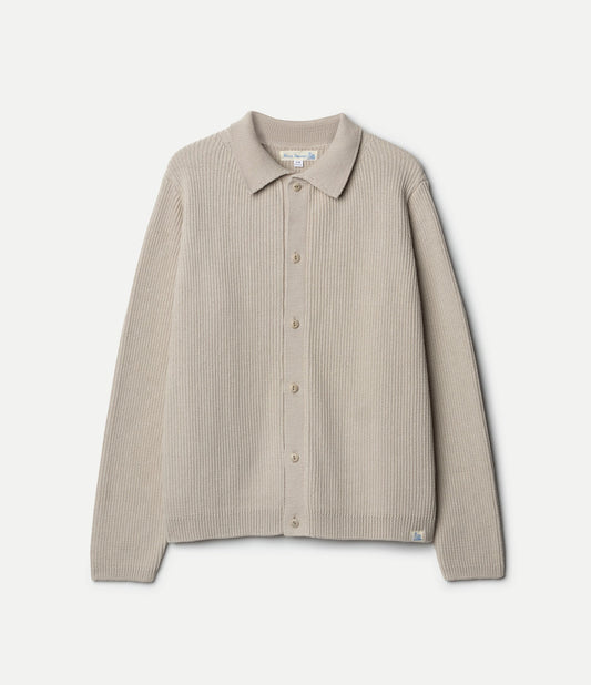 MERZB KNITSHIRT05 Ribbed Organic Cotton Long Sleeve Shirt Sand